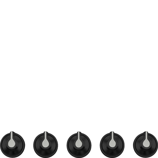 Set of 5 Pure Black Linea controls for use with Gas on Glass hobs
